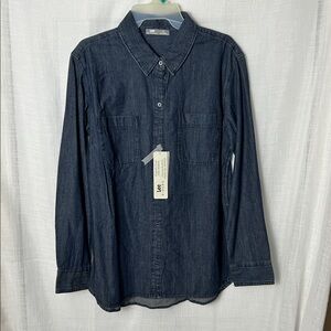 Perfect dark Blue denim Jean shirt,NWT! Vintage ,Yellowstone,cotton XL PTP 22.5”
